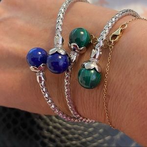 Set/2 lapis and malachite flex cuffs